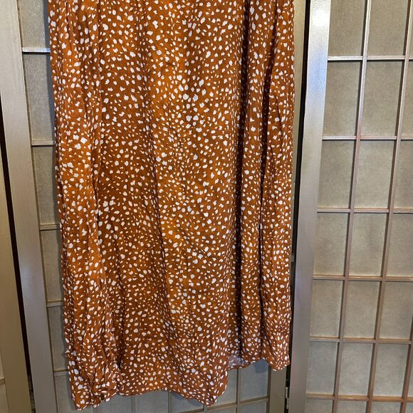 NWT MANGO Long Sleeve Maxi Prairie Tea Dress Orange Animal Print Size 4 / Small - Picture 7 of 12